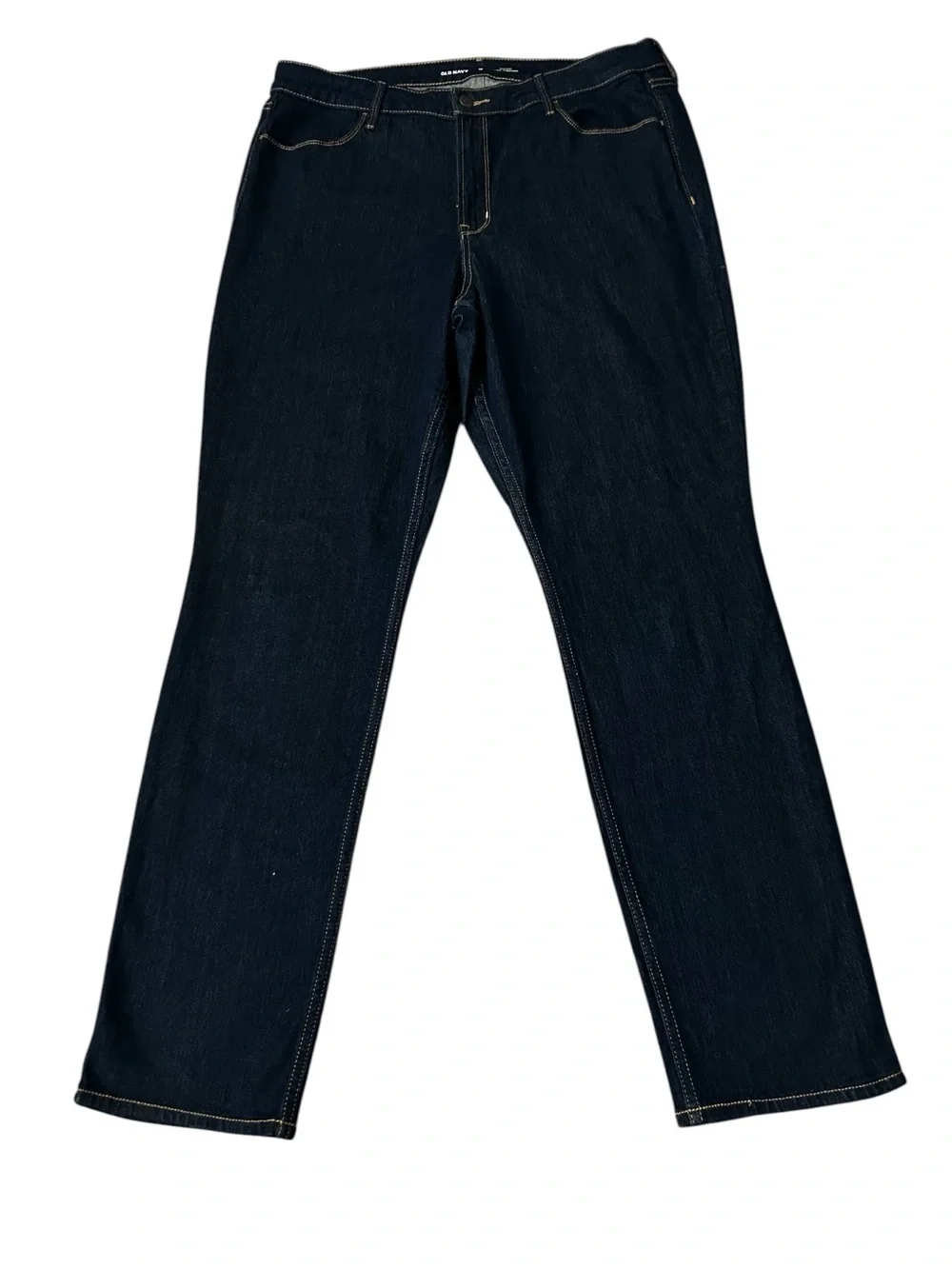 Old Navy Wow Straight Jeans Plus Size 16 Long Blue Dark Wash High Rise